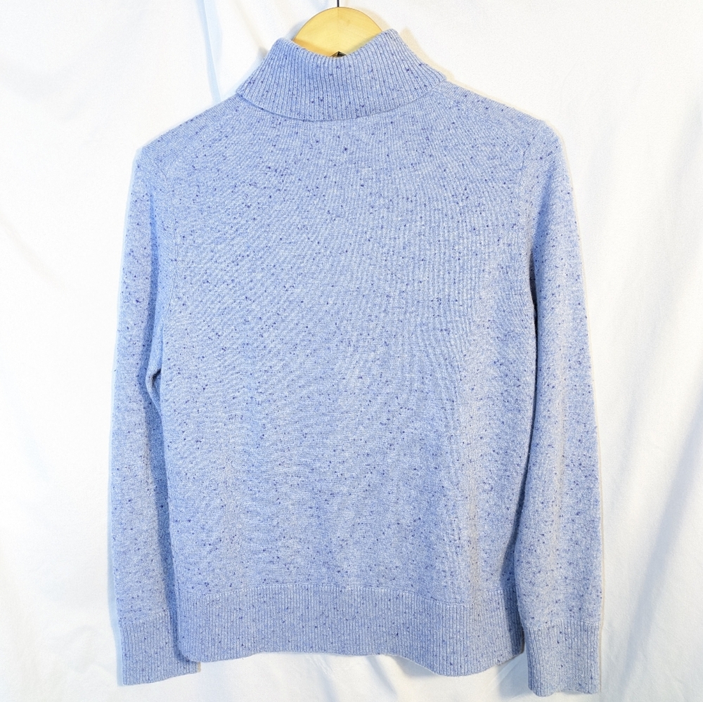Lands' End Women's Light Blue Speckled Cashmere Turtleneck Sweater Soft Luxury S - Picture 2 of 11